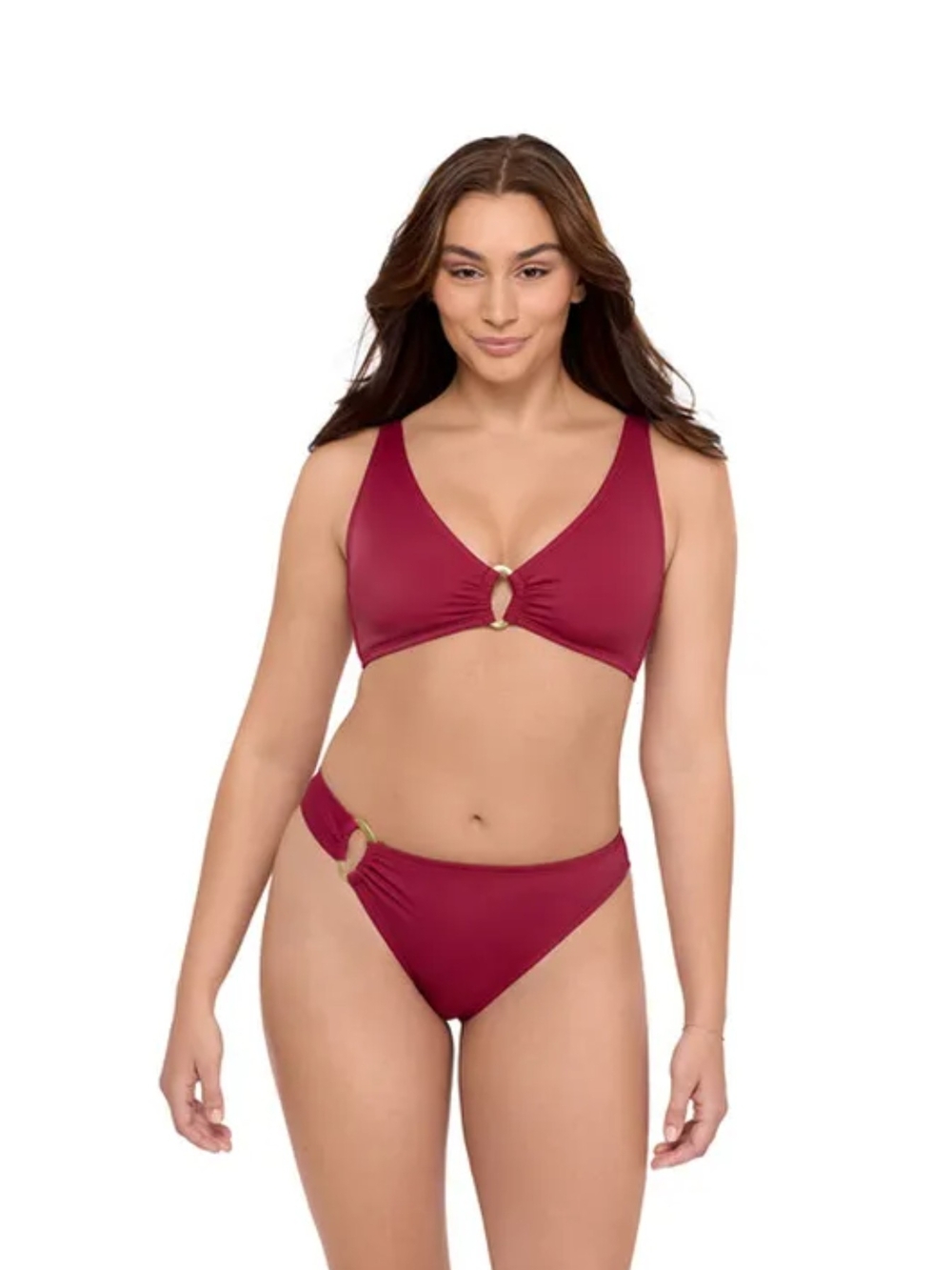 Sofia Vergara Women's Cranberry Ring-Accent Bikini Top & Bottom Set - Size 12/14